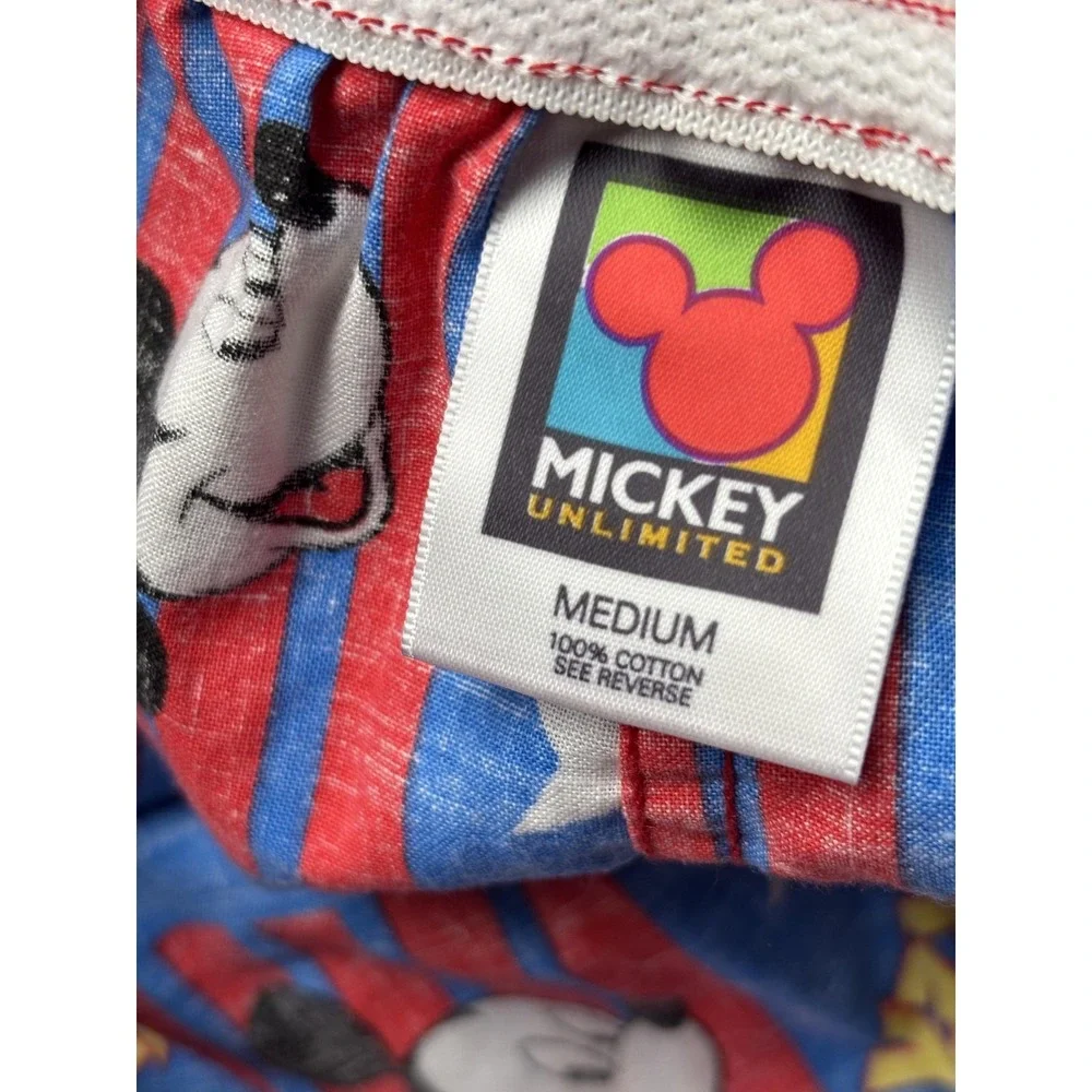 Vintage Mickey Unlimited Boxer Shorts Mens Medium Blue Red Stars Disney USA 90s